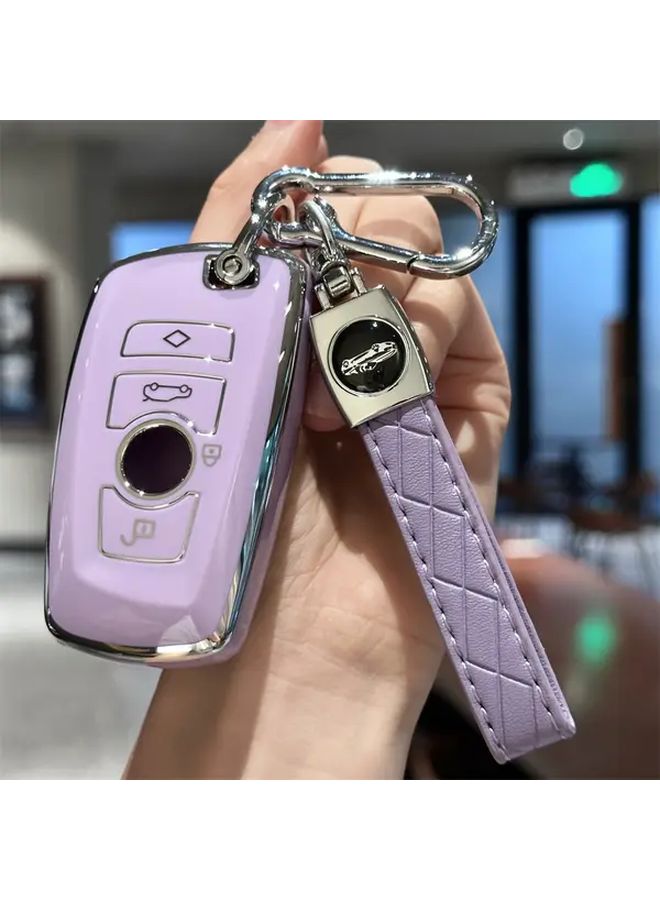 غطاء علبة مفتاح أبيض مع سلسلة مفاتيح لسيارات BMW سلسلة 1 و3 و5 و7 وX3 وX5 وX6 - Image 4
